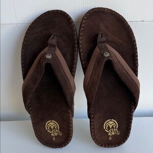 NEW Ocean Minded Suede Leather Flip Flops Mens Size 8 Brown